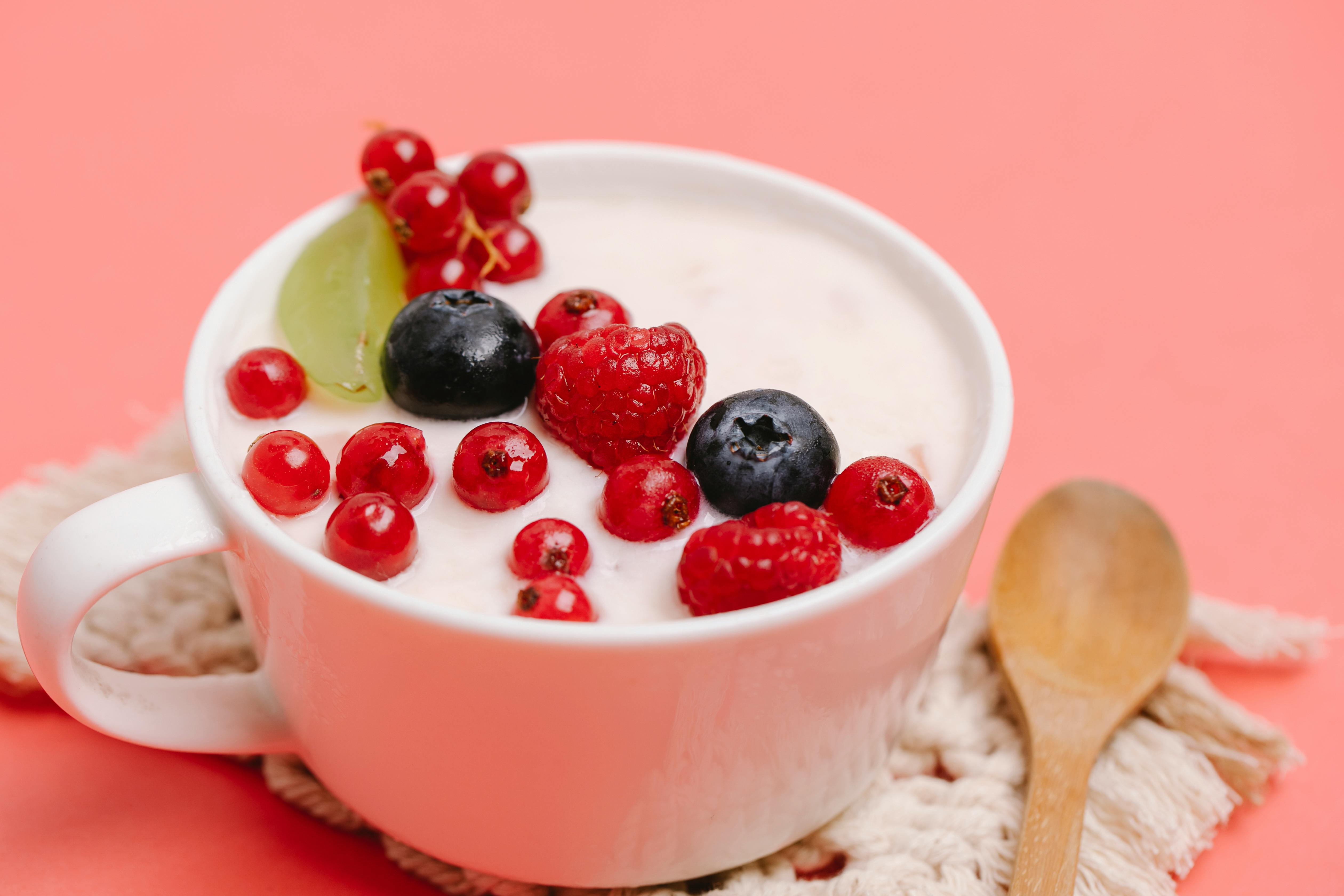 Greek yogurt with berries and chia seeds for energy