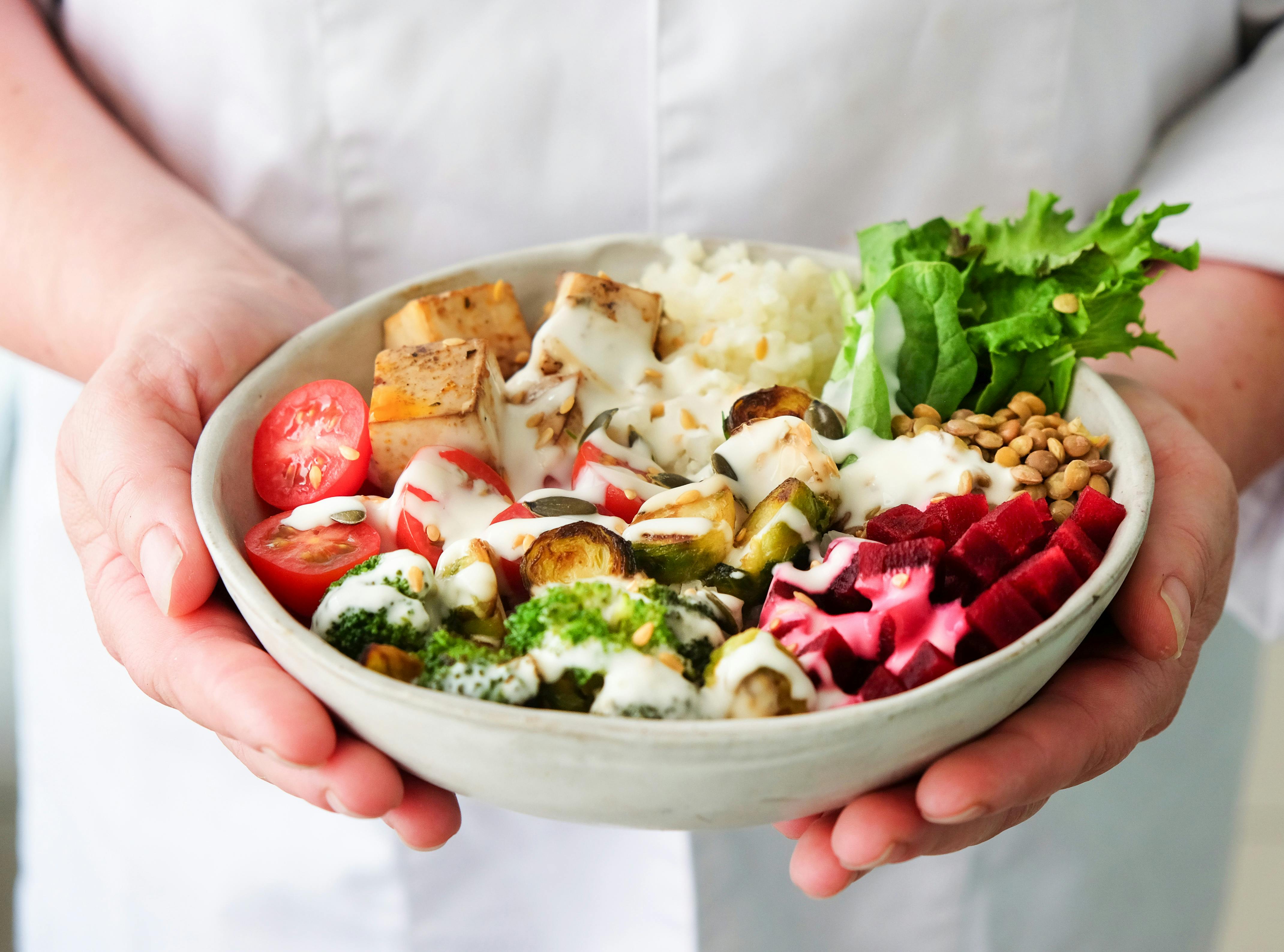 Fresh vegetables and whole grains for healthy eating